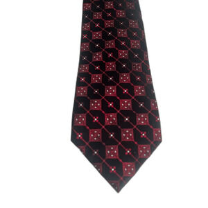 Vintage Alfani Silk Red Black Necktie Tie